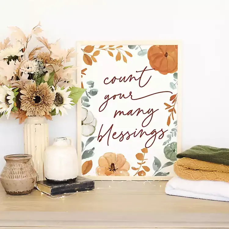 Clearance Count Your Many Blessings Framed Wall Plaque Fall