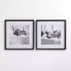 Kirklands Home Framed Art|Cow in Bubble Bath Framed Art Prints, Set of 2