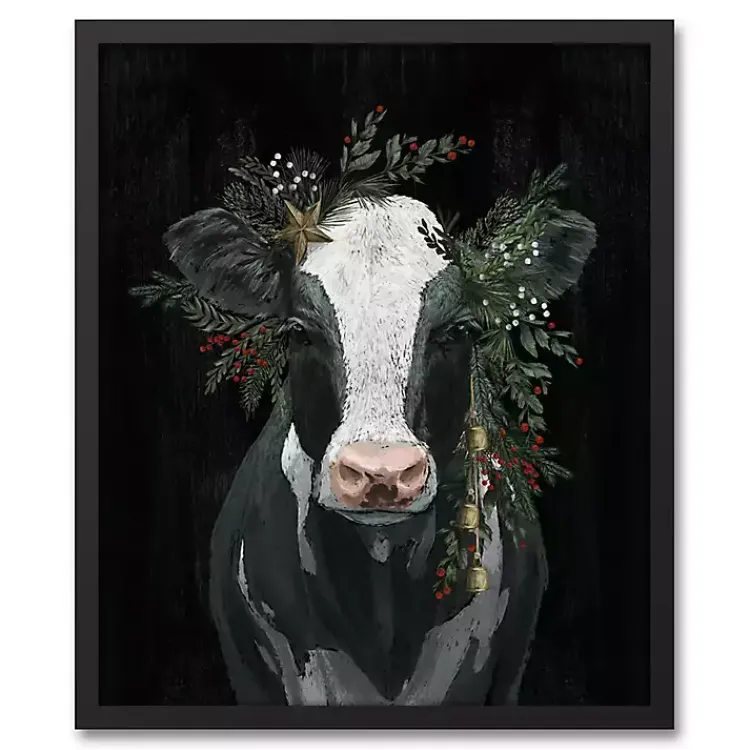Cow Star Garland Christmas Framed Wall Plaque Christmas Art & Wall Decor