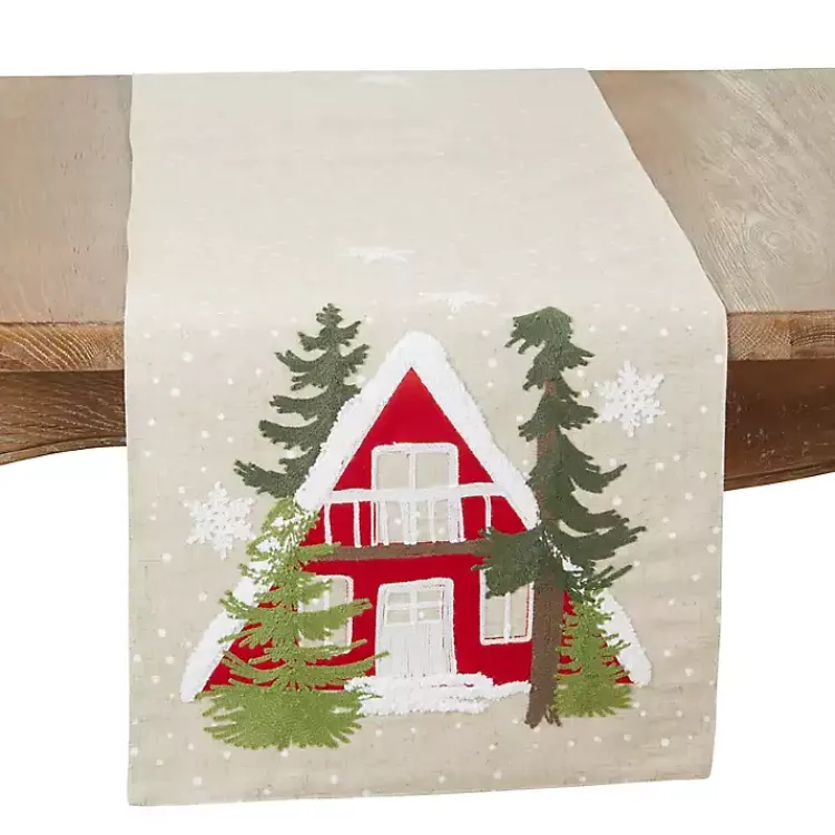 Kirklands Home Table Linens|Cozy Christmas Cottage Cotton Runner
