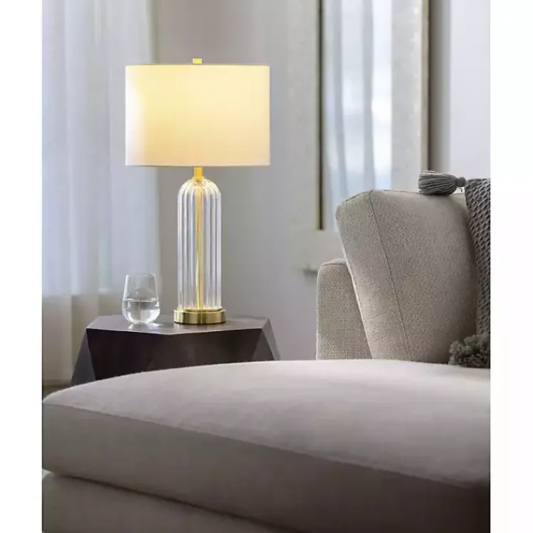Kirklands Home Table Lamps|Crassula Clear Glass Table Lamp White