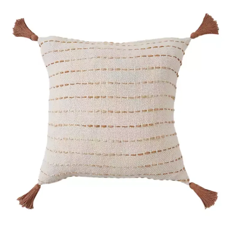 Clearance Cream & Terracotta Ombre Dash Throw Pillow Pillows