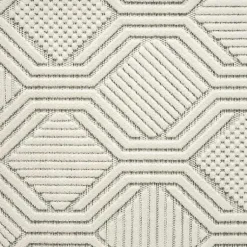 Kirklands Home Outdoor Rugs|Cream and Blue Geo Indoor/Outdoor Area Rug, 7x9