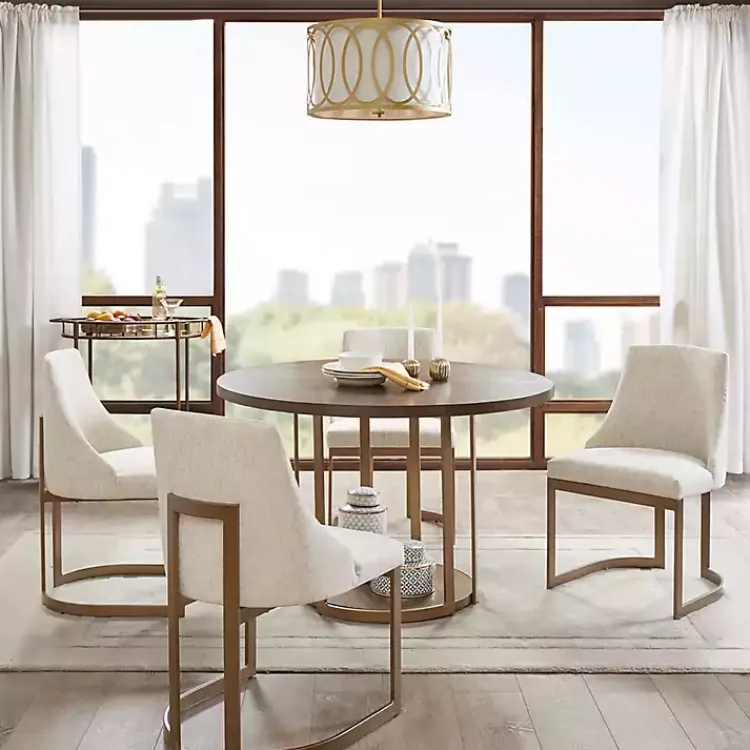 Kirklands Home Dining Chairs|Cream and Gold Modern Dining Chairs, Set of 2 Tan