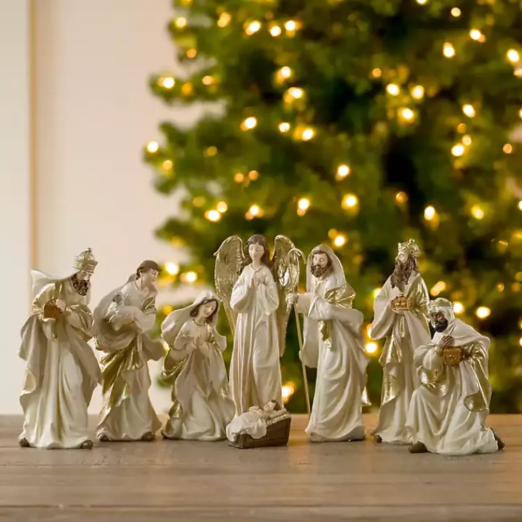 Best Cream and Gold 8-pc. Nativity Set Christmas Decorations