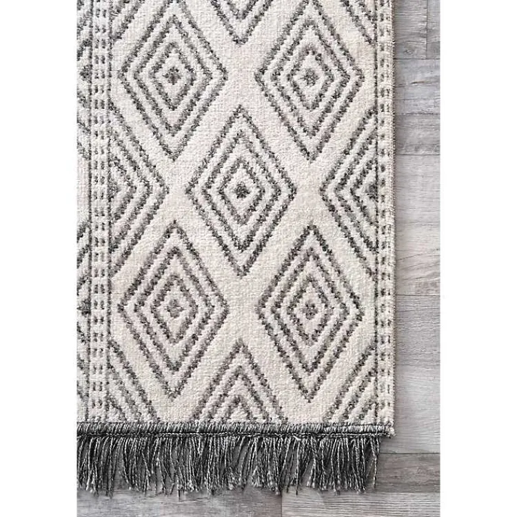 Kirklands Home Outdoor Rugs|Cream and Gray Miriam Striped Outdoor Rug, 5x8
