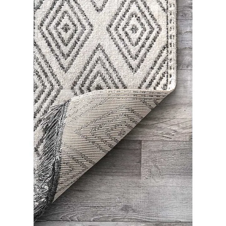 Kirklands Home Outdoor Rugs|Cream and Gray Miriam Striped Outdoor Rug, 5x8
