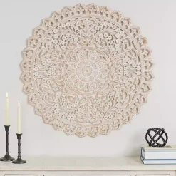 Kirklands Home Wall Plaques|Cream and Natural Ornate Medallion Wall Plaque White
