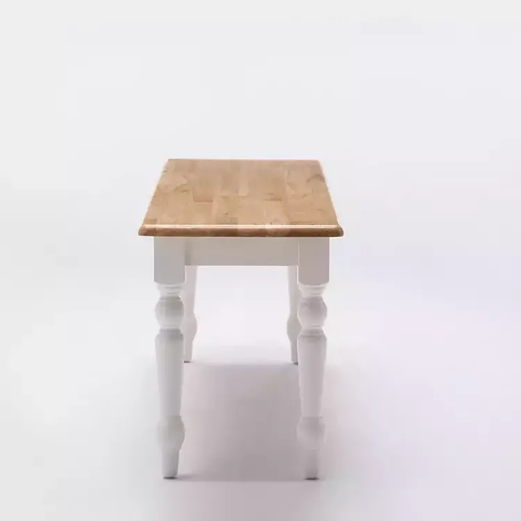 Kirklands Home Dining Chairs|Cream and Natural Wood Dining Bench