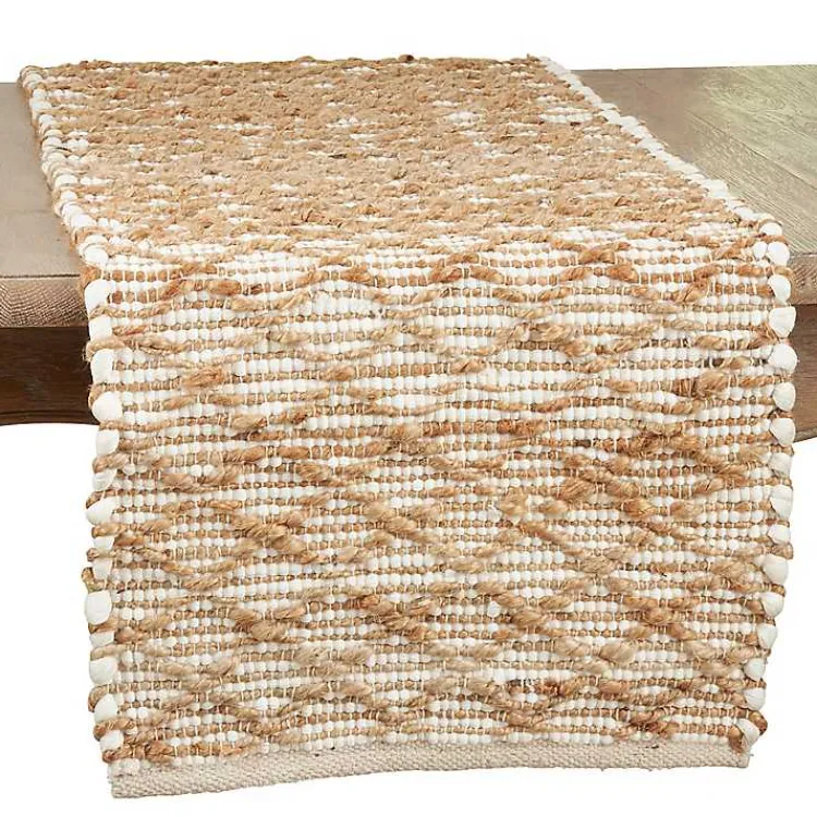 Kirklands Home Table Linens|Cream and Tan Woven Diamond Table Runner