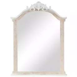Kirklands Home Decorative Mirrors|Cream Arched Rectangle Scroll Wall Mirror