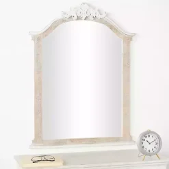 Kirklands Home Decorative Mirrors|Cream Arched Rectangle Scroll Wall Mirror