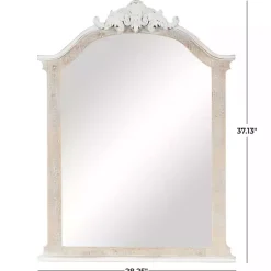 Kirklands Home Decorative Mirrors|Cream Arched Rectangle Scroll Wall Mirror