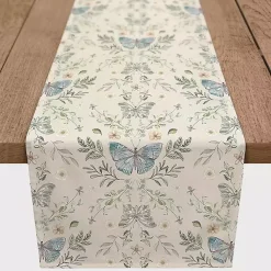 Kirklands Home Table Linens|Cream Botanical Butterfly Table Runner, 90 in. Ivory