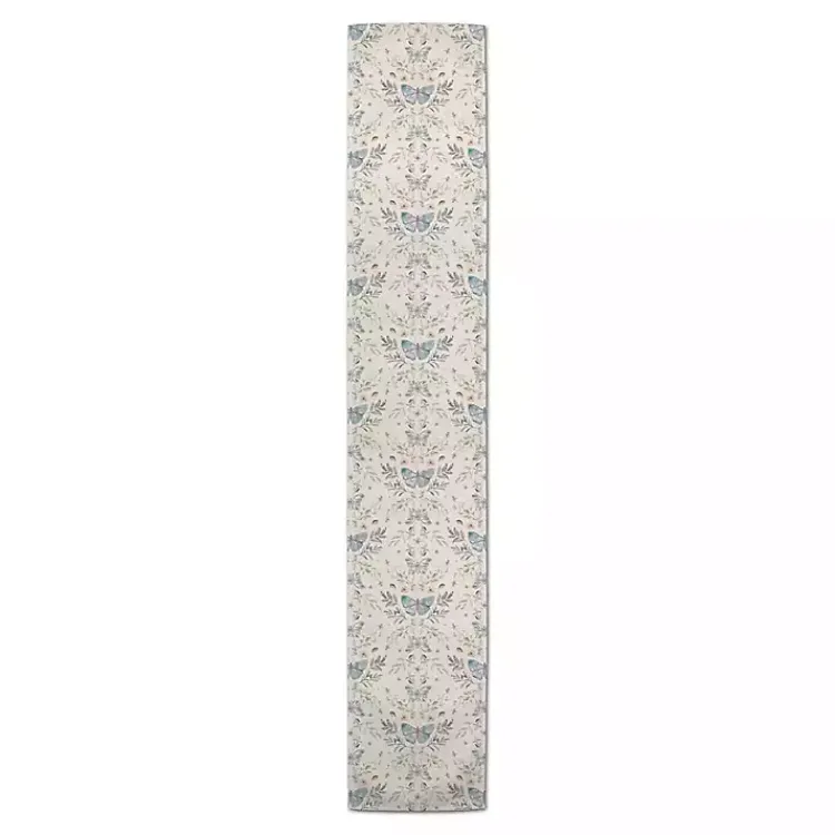 Kirklands Home Table Linens|Cream Botanical Butterfly Table Runner, 90 in. Ivory