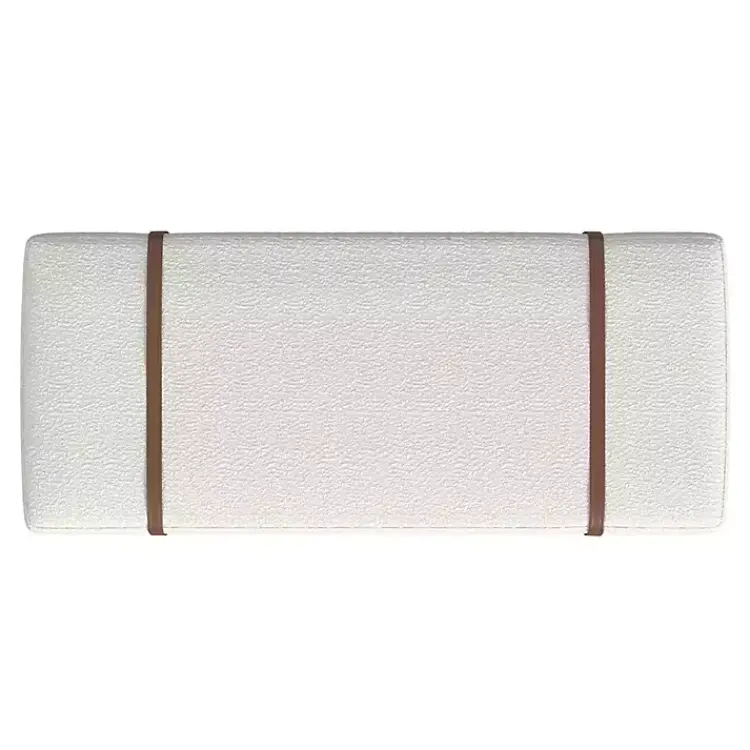 Kirklands Home Entryway Furniture|Cream Boucle Brown Faux Leather Bench White