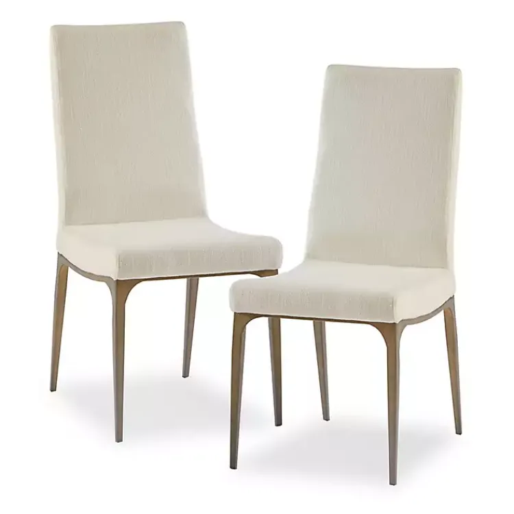 Kirklands Home Dining Chairs|Cream Bronze Metal Base Dining Chairs, Set of 2 Ivory