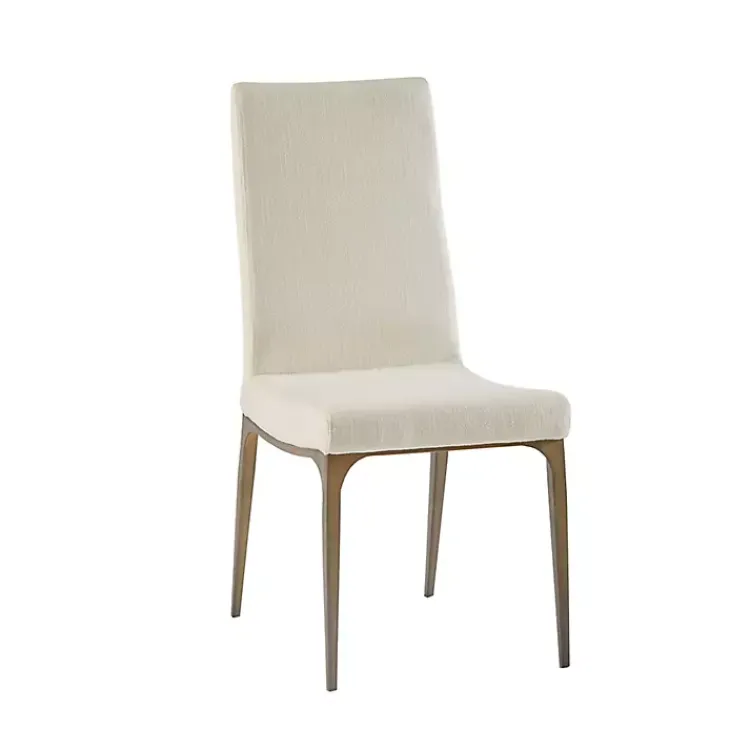 Kirklands Home Dining Chairs|Cream Bronze Metal Base Dining Chairs, Set of 2 Ivory