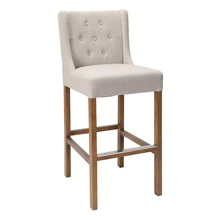 Kirklands Home Bar Stools & Counter Height Stools|Cream Button Tufted Kia Barstool Ivory