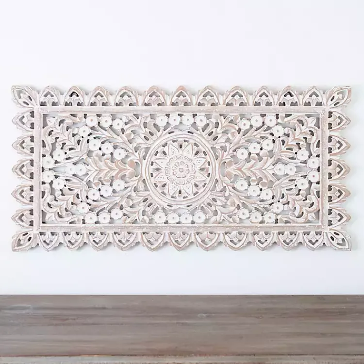 Kirklands Home Wall Plaques|Cream Carved Wooden Wall Plaque White