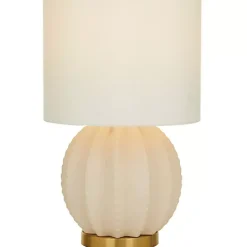 Kirklands Home Table Lamps|Cream Ceramic Fluted Gourd Table Lamp