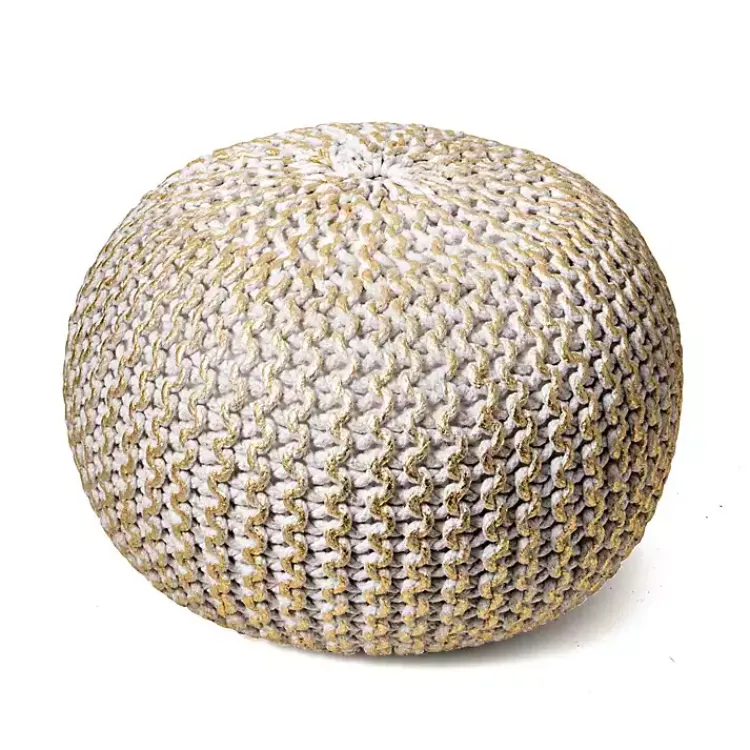 Discount Cream Chain Knitted Round Pouf Poufs & Floor Cushions