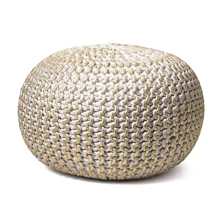 Discount Cream Chain Knitted Round Pouf Poufs & Floor Cushions