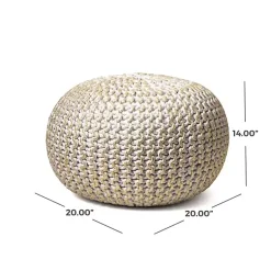 Discount Cream Chain Knitted Round Pouf Poufs & Floor Cushions