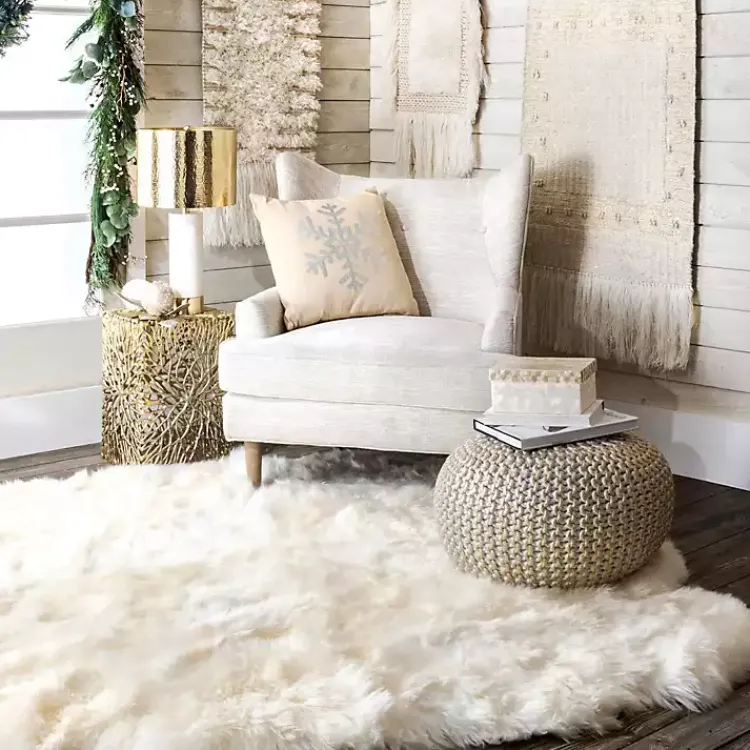 Discount Cream Chain Knitted Round Pouf Poufs & Floor Cushions