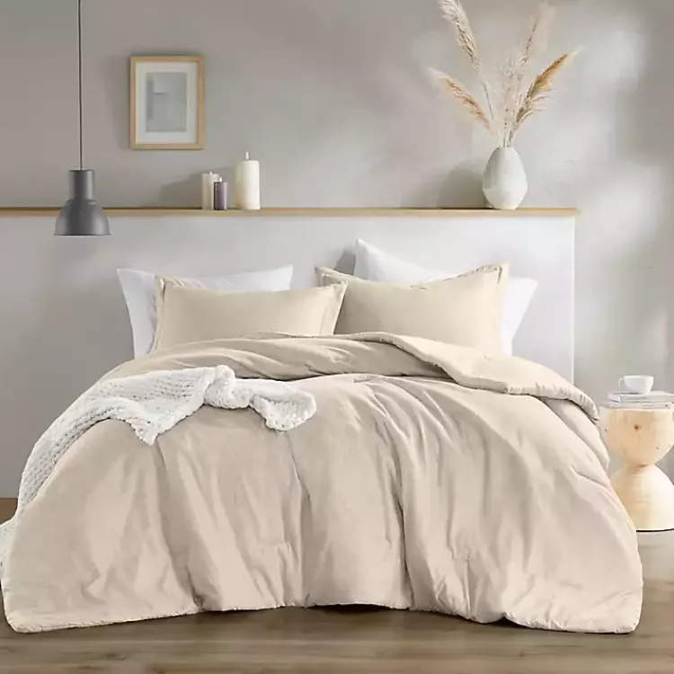 Kirklands Home Comforters|Cream Chambray 3-pc. Full/Queen Comforter Set Ivory