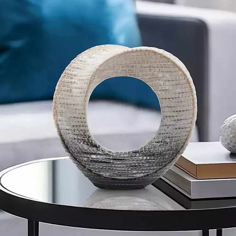 Hot Cream Circle Sculpture Statues & Figurines