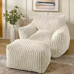 Kirklands Home Accent Chairs|Cream Comfy Foam Lounge Chair White