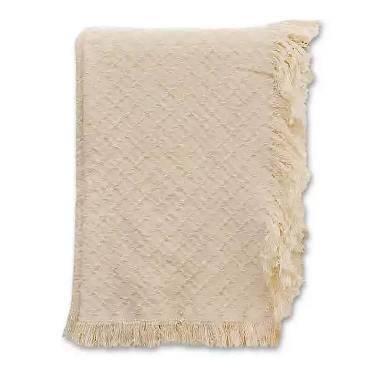 Hot Cream Cross-Stitch Woven Throw Blankets & Throws