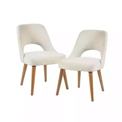 Kirklands Home Dining Chairs|Cream Cut-Out Pecan Wood Dining Chairs, Set of 2 White