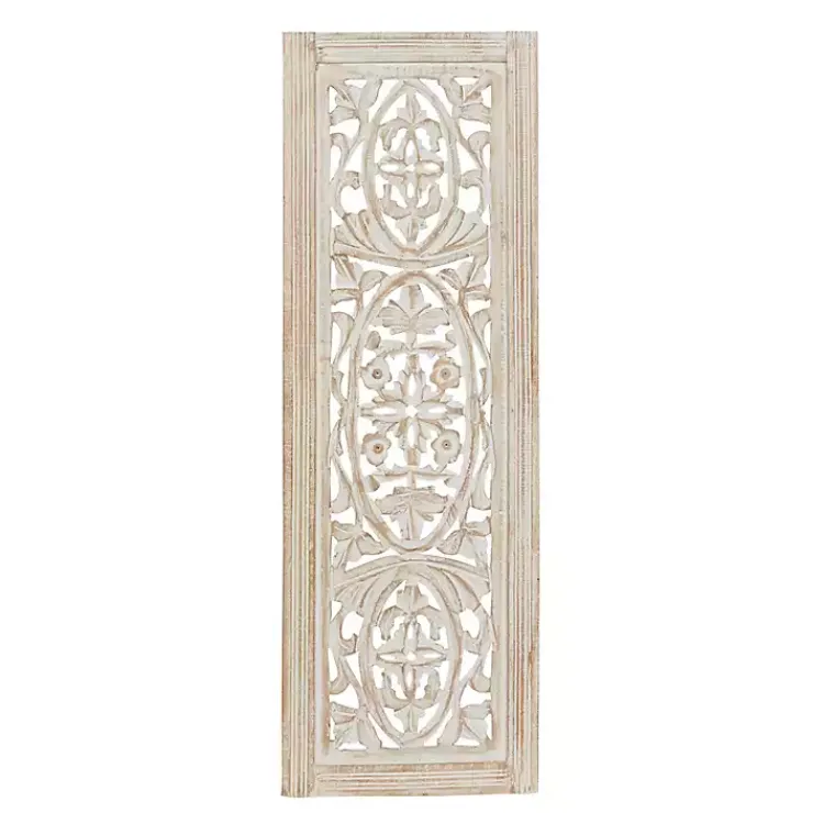 Kirklands Home Wall Plaques|Cream Distressed Carved Floral Wall Plaque