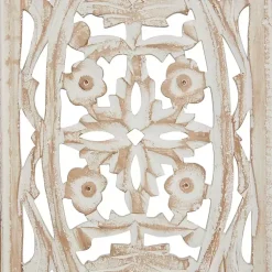 Kirklands Home Wall Plaques|Cream Distressed Carved Floral Wall Plaque