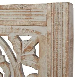 Kirklands Home Wall Plaques|Cream Distressed Carved Floral Wall Plaque