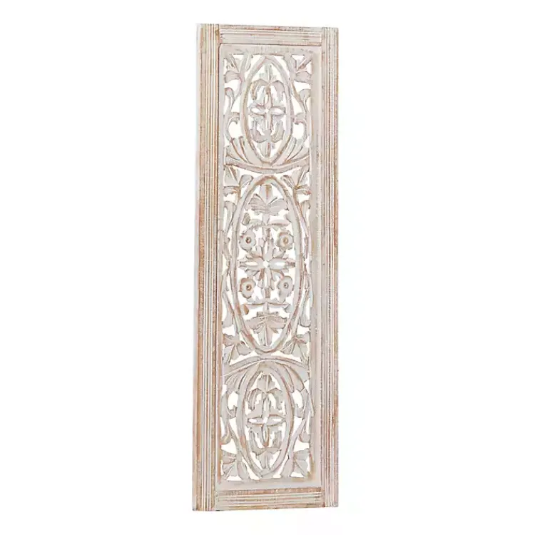 Kirklands Home Wall Plaques|Cream Distressed Carved Floral Wall Plaque