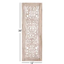 Kirklands Home Wall Plaques|Cream Distressed Carved Floral Wall Plaque