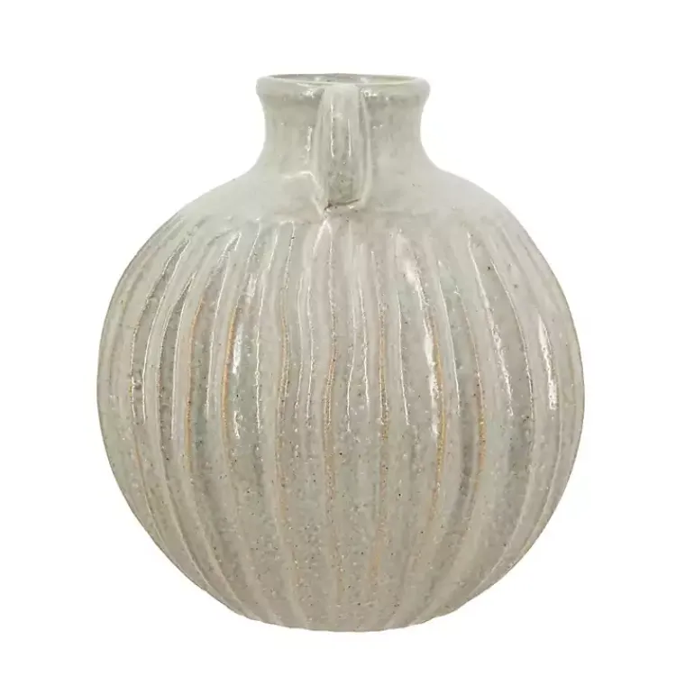 Outlet Cream Drip Ceramic Vase with Handles, 9 in. Vases