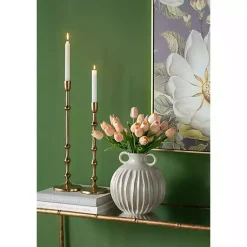 Outlet Cream Drip Ceramic Vase with Handles, 9 in. Vases