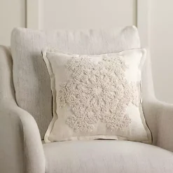 New Cream Embroidered Snowflake Pillow Pillows