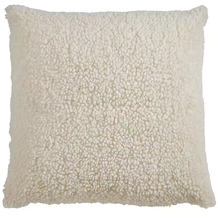 Cream Faux Lamb Fur Pillow Pillows