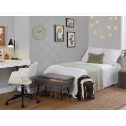 Kirklands Home Office Furniture|Cream Faux Leather & Black Marshall Office Chair White