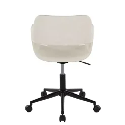 Kirklands Home Office Furniture|Cream Faux Leather & Black Marshall Office Chair White
