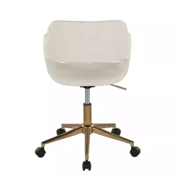 Kirklands Home Office Furniture|Cream Faux Leather & Gold Marshall Office Chair White