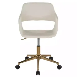 Kirklands Home Office Furniture|Cream Faux Leather & Gold Marshall Office Chair White