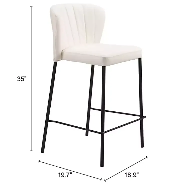 Kirklands Home Bar Stools & Counter Height Stools|Cream Faux Leather Liddy Counter Stools, Set of 2 White