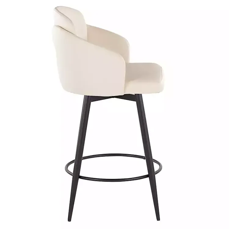 Kirklands Home Bar Stools & Counter Height Stools|Cream Faux Leather Swivel Counter Stools, Set of 2 White