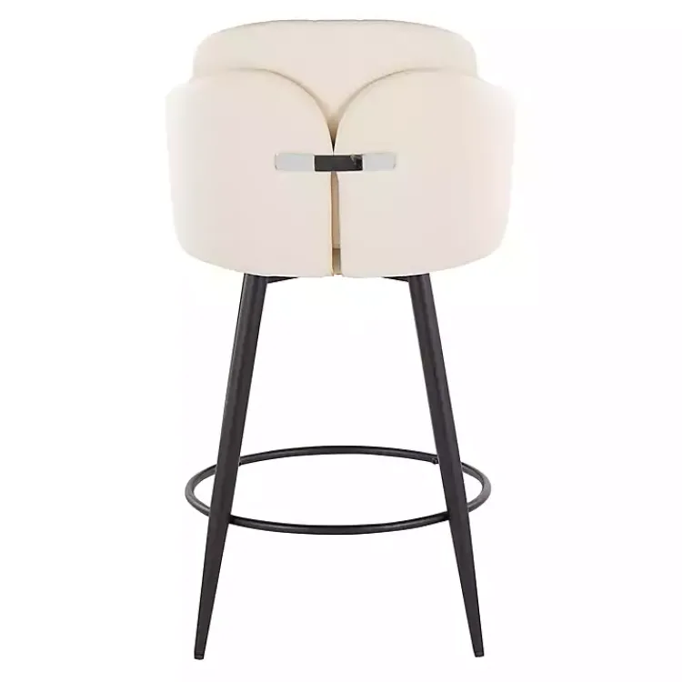 Kirklands Home Bar Stools & Counter Height Stools|Cream Faux Leather Swivel Counter Stools, Set of 2 White